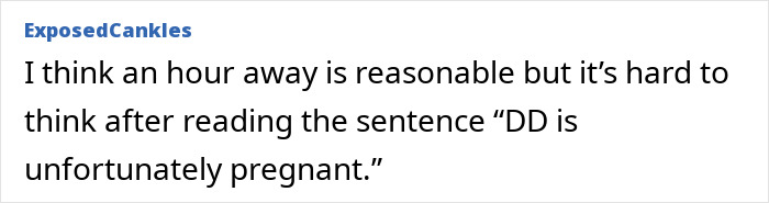 Commenter ExposedCankles reflecting on the difficulty of thinking clearly after reading about pregnant daughter cancel theatre.