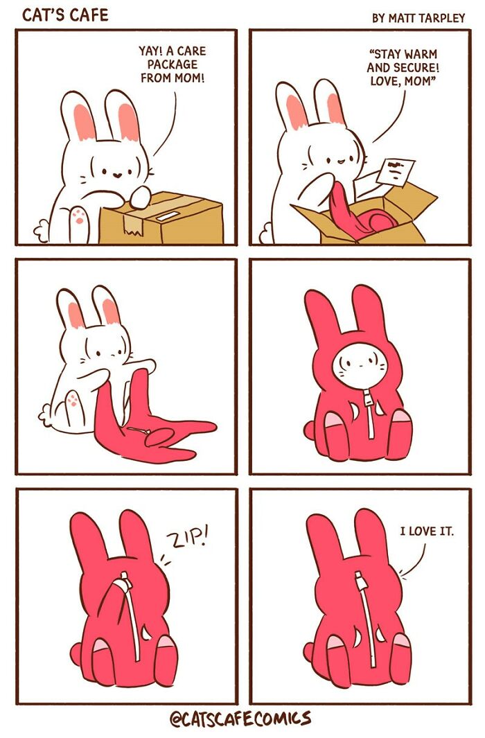 Comic features a cute bunny receiving a care package in a funny animal comic from the community’s favorites.