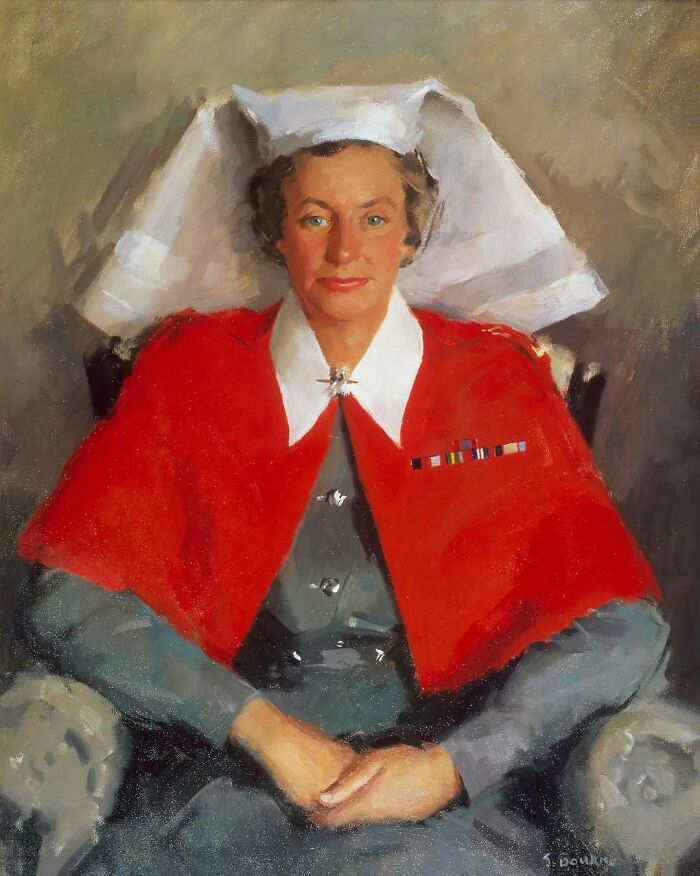 Portrait of a woman nurse in uniform, representing overlooked women in history and their important achievements.