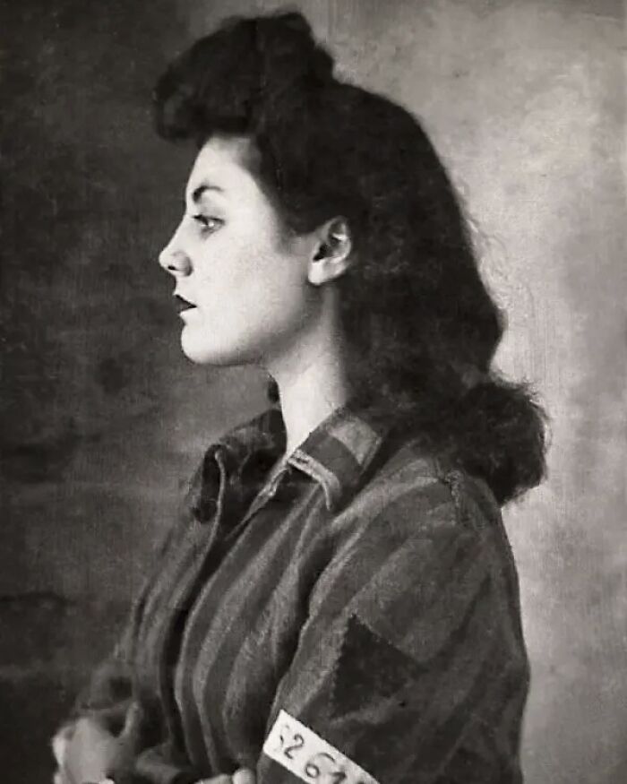 Black and white profile portrait of a woman in historical prison uniform representing overlooked women in history.