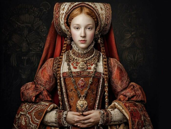 Portrait of a historical woman in elaborate attire representing overlooked women and their important achievements in history.