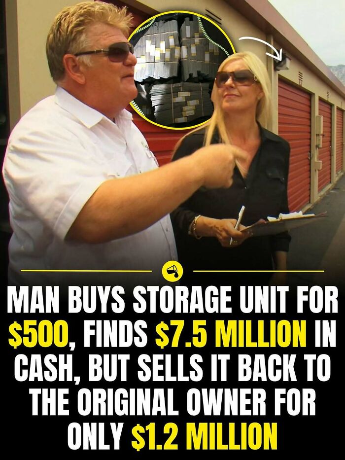 Man and woman at storage facility, highlighting a storage unit buy and cash find in spill now photos and facts.