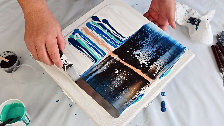 Dreamy Blues & Gold Acrylic Pour Painting | Intuitive Fluid Art & Letting Go Dreamy Blues & Gold Acrylic Pour Painting | Intuitive Fluid Art & Letting Go