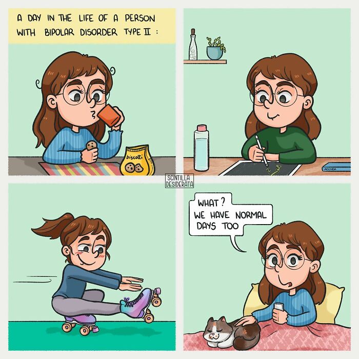 Relatable comics illustrating the funny side of everyday situations with a character’s daily life experiences.