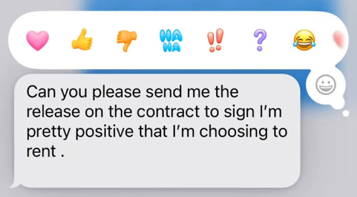 Client text asking to send a contract release for signing, showcasing entitled messages shared online for public shaming.