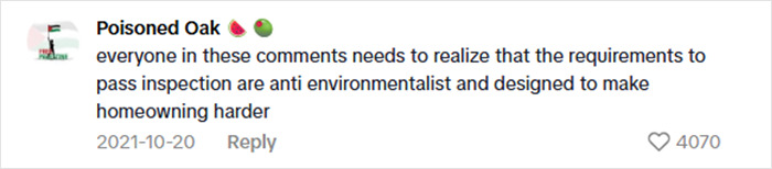 Comment from user Poisoned Oak debating safety concerns and inspection requirements related to a viral $15K cabin in the woods. Comment from user Poisoned Oak debating safety concerns and inspection requirements related to a viral $15K cabin in the woods.