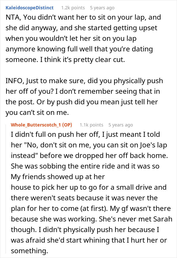 Reddit discussion about a guy annoyed his friend wanted to sit on his lap and learning she likes him. Reddit discussion about a guy annoyed his friend wanted to sit on his lap and learning she likes him.