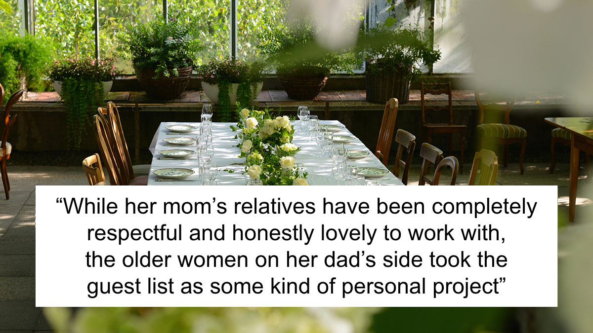 Wedding table set for an intimate event highlighting conflicts over using a wedding as a community event.