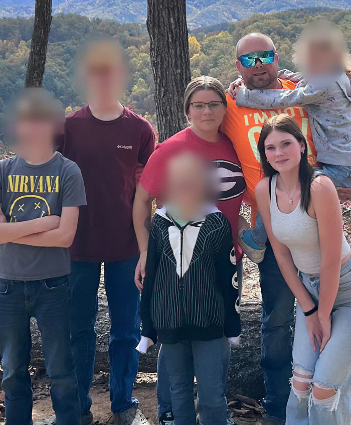 Family group photo outdoors with stepbrother of teen slain in cruise, highlighting disturbing details shared by ex. Family group photo outdoors with stepbrother of teen slain in cruise, highlighting disturbing details shared by ex.