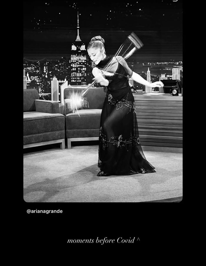 Ariana Grande performing on a late night show amid Wicked press tour, revealing her diagnosis to fans.