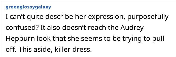 Screenshot of a fan comment expressing mixed feelings about Ariana Grande’s appearance in her Wicked role.