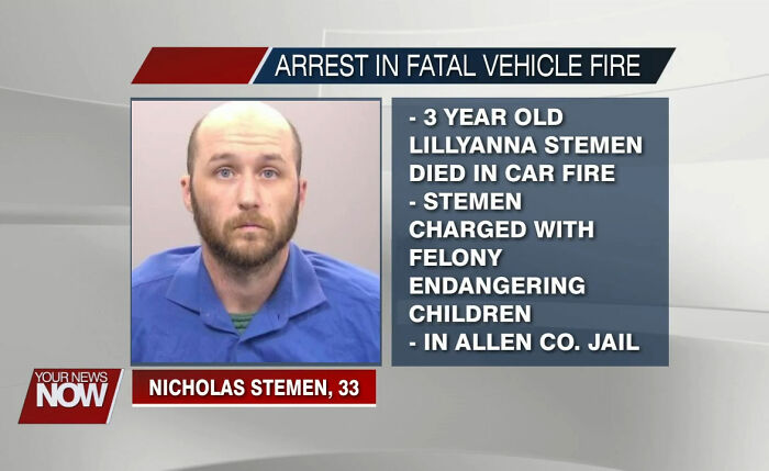 Mugshot of man arrested after leaving 2-year-old daughter in burning car following a drunk crash.