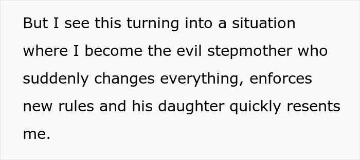 Text excerpt about becoming an evil stepmother enforcing new rules and causing resentment from his daughter. Text excerpt about becoming an evil stepmother enforcing new rules and causing resentment from his daughter.