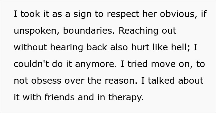 Text excerpt discussing respecting boundaries and coping with no contact from a best friend before any potential returns. Text excerpt discussing respecting boundaries and coping with no contact from a best friend before any potential returns.
