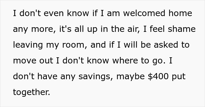 Alt text: Text expressing uncertainty about being welcomed home and financial struggles related to mom affair college money dad situation Alt text: Text expressing uncertainty about being welcomed home and financial struggles related to mom affair college money dad situation
