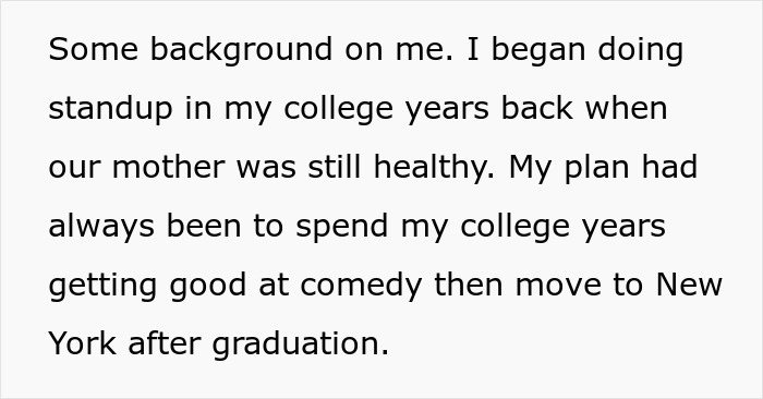 Text excerpt about caretaker sacrificing career and facing frustration from constant guilt trips by sister. Text excerpt about caretaker sacrificing career and facing frustration from constant guilt trips by sister.