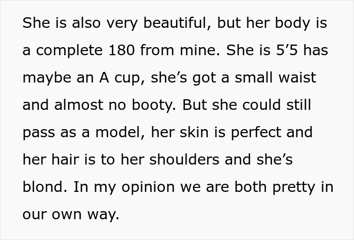 Text describing a bride mad at her cousin over a dress on the wedding day, highlighting family tension and emotions.