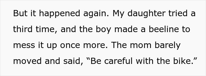 Text excerpt about a mom refusing to discipline her son for bullying at the playground, blaming it on his gender. Text excerpt about a mom refusing to discipline her son for bullying at the playground, blaming it on his gender.