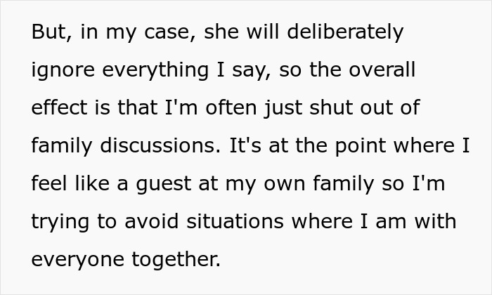 Man suffers teenager’s rude attitude for years, feeling ignored and isolated within his own family discussions.