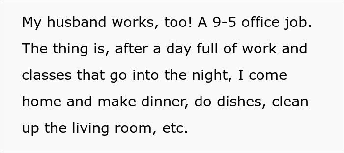 Text excerpt showing a wife describing her daily chores and feeling treated like a servant by her husband. Text excerpt showing a wife describing her daily chores and feeling treated like a servant by her husband.