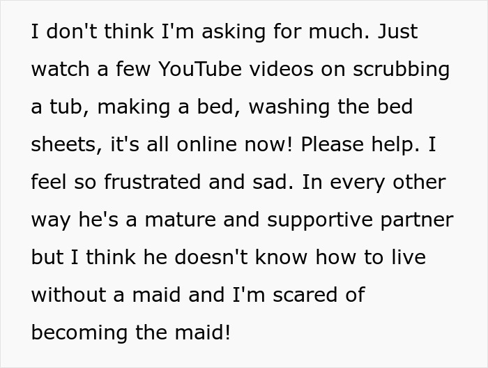 Alt text: Text expressing frustration about feeling scared of turning into a maid when boyfriend mentions moving in. Alt text: Text expressing frustration about feeling scared of turning into a maid when boyfriend mentions moving in.
