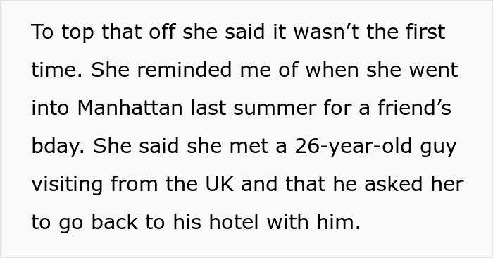 Text excerpt describing a wife meeting a younger man from the UK after years of husband refusing intimacy.