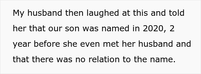 Text excerpt with husband explaining no relation to the son's name, tied to bride mad cousin dress wedding story. Text excerpt with husband explaining no relation to the son's name, tied to bride mad cousin dress wedding story.