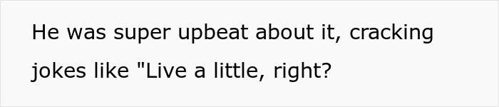 Text excerpt showing a person being upbeat and cracking jokes during a dinner, related to taking advantage of friends.