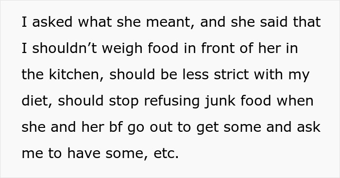 Text about a health nut roomie being asked to eat fast food and drink due to concerns over strict diet triggering ED. Text about a health nut roomie being asked to eat fast food and drink due to concerns over strict diet triggering ED.
