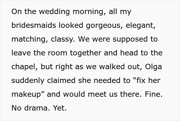 Bridesmaid breaks dress code wearing bold red dress at all-black wedding, shocking guests as bride sees red. Bridesmaid breaks dress code wearing bold red dress at all-black wedding, shocking guests as bride sees red.