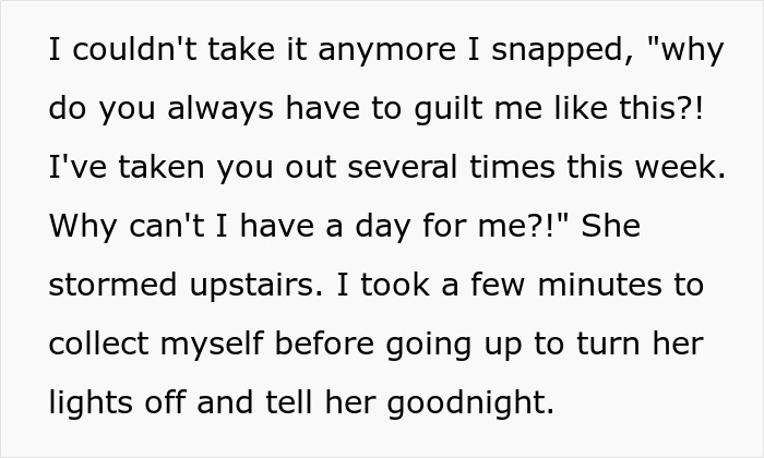 Caretaker frustrated after years of sacrifices snaps at sister over constant guilt trips and emotional strain. Caretaker frustrated after years of sacrifices snaps at sister over constant guilt trips and emotional strain.