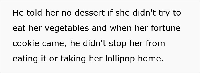 Text excerpt discussing a foodie woman’s breakup over his kid and a future of buttered noodles. Text excerpt discussing a foodie woman’s breakup over his kid and a future of buttered noodles.