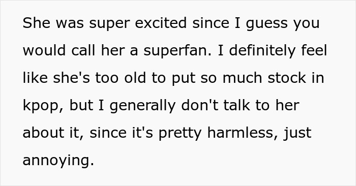Text conversation where guy mocks girlfriend for being a K-pop superfan, finding it annoying and harmless. Text conversation where guy mocks girlfriend for being a K-pop superfan, finding it annoying and harmless.