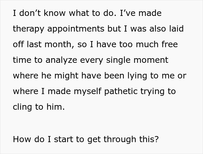 Text excerpt from a woman sharing an inspiring 5 year update after leaving her cheating husband.