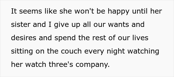 Text expressing frustration of a caretaker after sacrificing career, feeling guilt-tripped by sister repeatedly. Text expressing frustration of a caretaker after sacrificing career, feeling guilt-tripped by sister repeatedly.