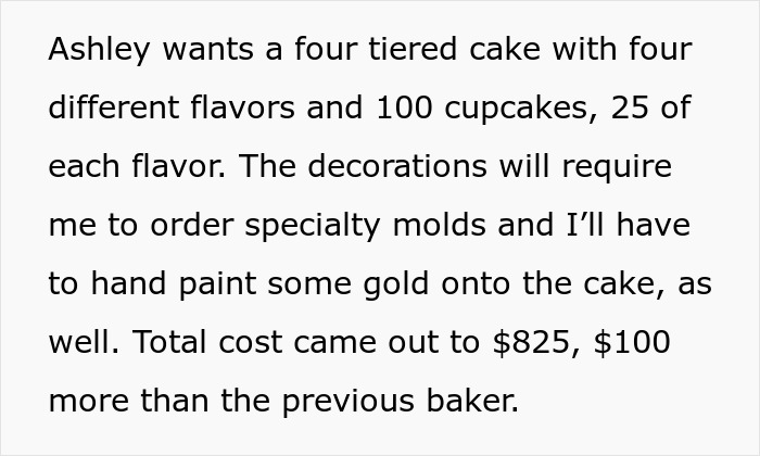Bride wants to upgrade honeymoon, plans costly wedding cake, expects bridesmaid to cover expenses, faces reality check.