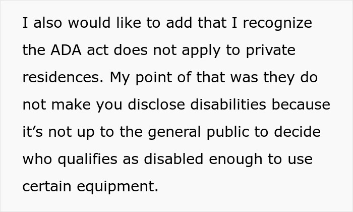 Text discussing ADA act limitations and disability disclosure related to woman service dog Thanksgiving drama. Text discussing ADA act limitations and disability disclosure related to woman service dog Thanksgiving drama.