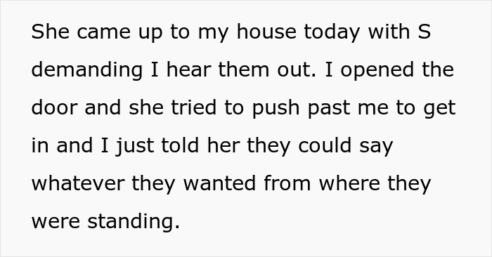 Text excerpt describing a tense confrontation as a lady attempts to drive a wedge between brother and his wife.