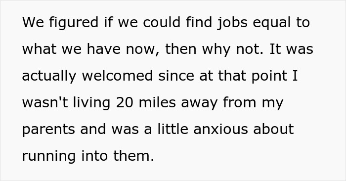 Text excerpt discussing anxiety about living close to parents and finding jobs equal to their current ones.