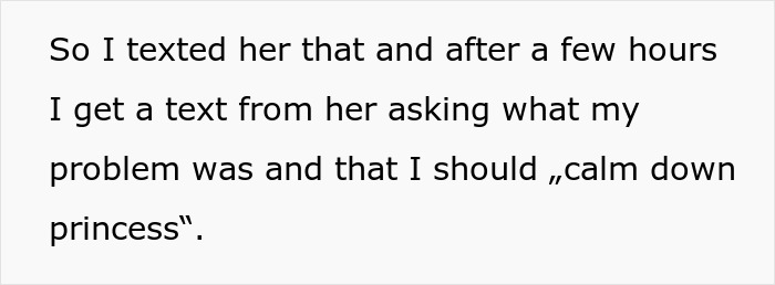 Text message conversation about a woman refusing to return her coworker’s expensive jacket and telling her to calm down princess. Text message conversation about a woman refusing to return her coworker’s expensive jacket and telling her to calm down princess.