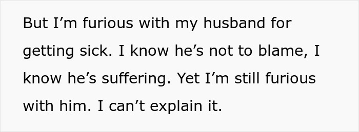 Text excerpt about a woman’s husband suffering, linked to signs of a life-threatening condition and obsession. Text excerpt about a woman’s husband suffering, linked to signs of a life-threatening condition and obsession.