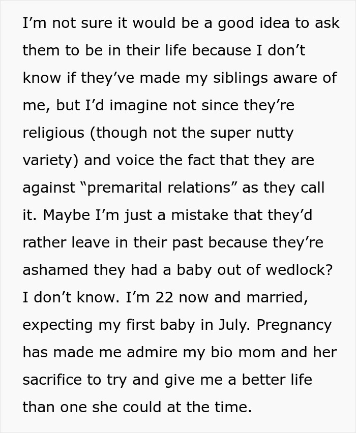 Woman wanting to reunite with bio family faces threats from adoptive parents over her identity and past. Woman wanting to reunite with bio family faces threats from adoptive parents over her identity and past.