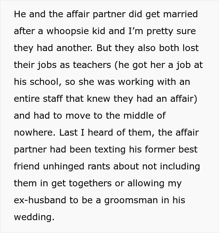 Text excerpt about a woman’s update after leaving her cheating husband sharing inspiring life changes five years later.