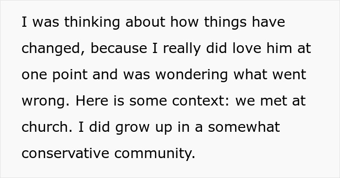 Text excerpt reflecting a man treating his wife like a servant and her lost attraction to him, with context of conservative community. Text excerpt reflecting a man treating his wife like a servant and her lost attraction to him, with context of conservative community.
