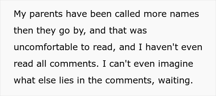 Text excerpt about discomfort with negative comments related to mom affair college money dad situation. Text excerpt about discomfort with negative comments related to mom affair college money dad situation.