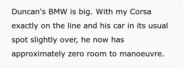 Man refuses to park car properly, neighbor takes revenge after warnings have no effect on him. Man refuses to park car properly, neighbor takes revenge after warnings have no effect on him.