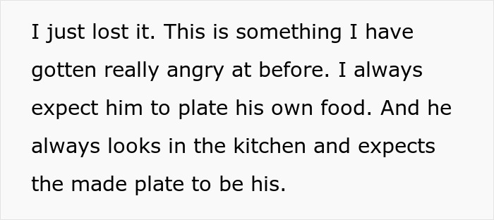 Text expressing frustration about a guy leaving domestic chores to his wife and expecting dinner served. Text expressing frustration about a guy leaving domestic chores to his wife and expecting dinner served.