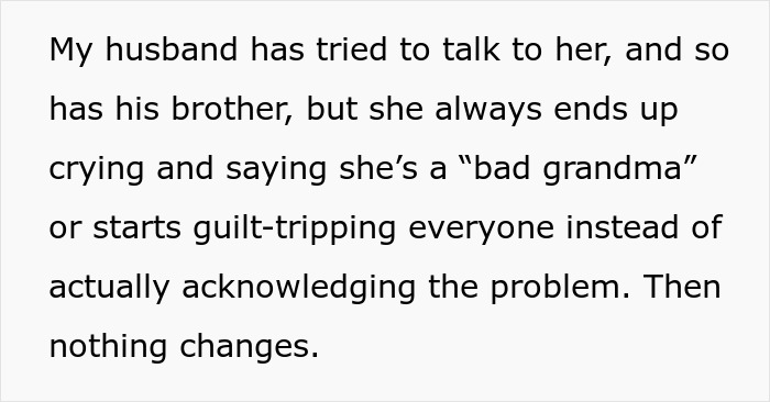Text excerpt showing a family conflict where a MIL admits to having a favorite grandchild and treats others like burdens. Text excerpt showing a family conflict where a MIL admits to having a favorite grandchild and treats others like burdens.