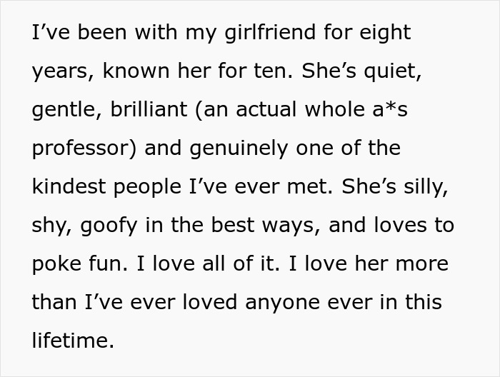 Text excerpt describing a man’s deep affection for his girlfriend before cutting ties with his mother who revealed true colors.