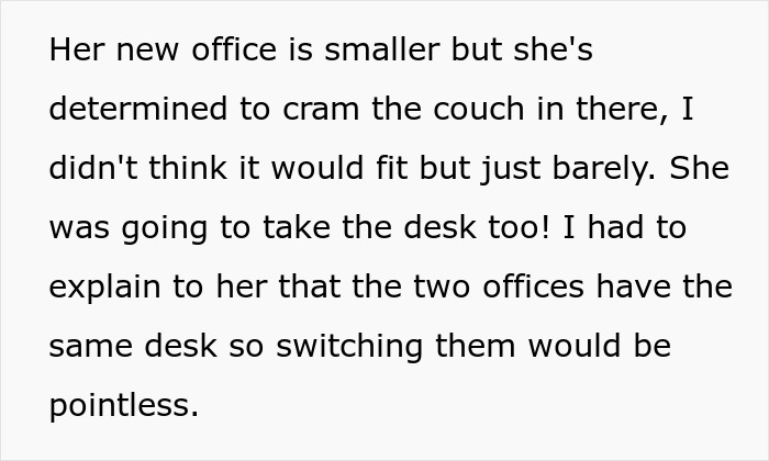 Text about a frustrated office swap where an employee takes everything, causing tension and tears among coworkers. Text about a frustrated office swap where an employee takes everything, causing tension and tears among coworkers.